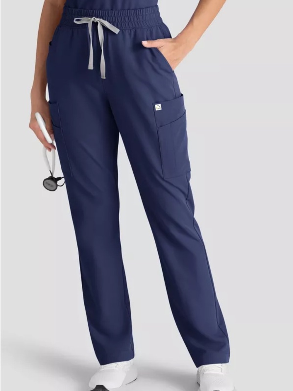Resurge Women's Navy Straight-Leg Scrub Pants with Drawstring Waist large